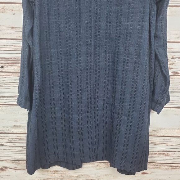 Eileen Fisher Womens XS Navy Blue "Indigo" Textured Stripe Linen Jacket - Picture 9 of 9